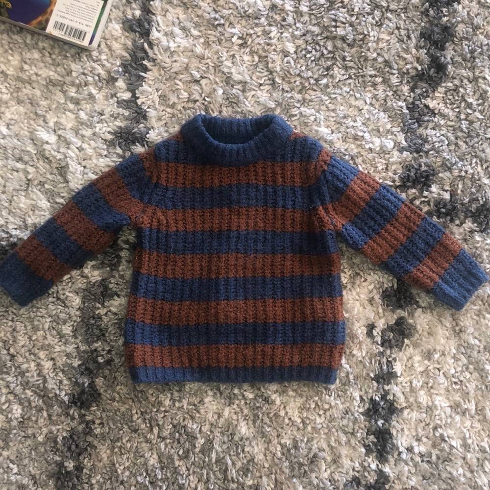 Zara girls brown and blue sweater 12-18m